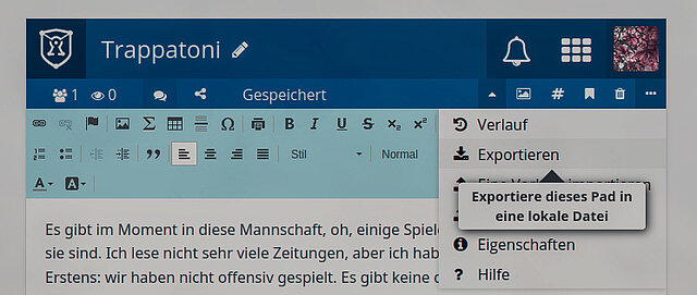 RichText Export aus CryptPad