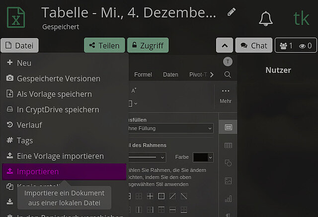 Tabellen Import in PhilPad
